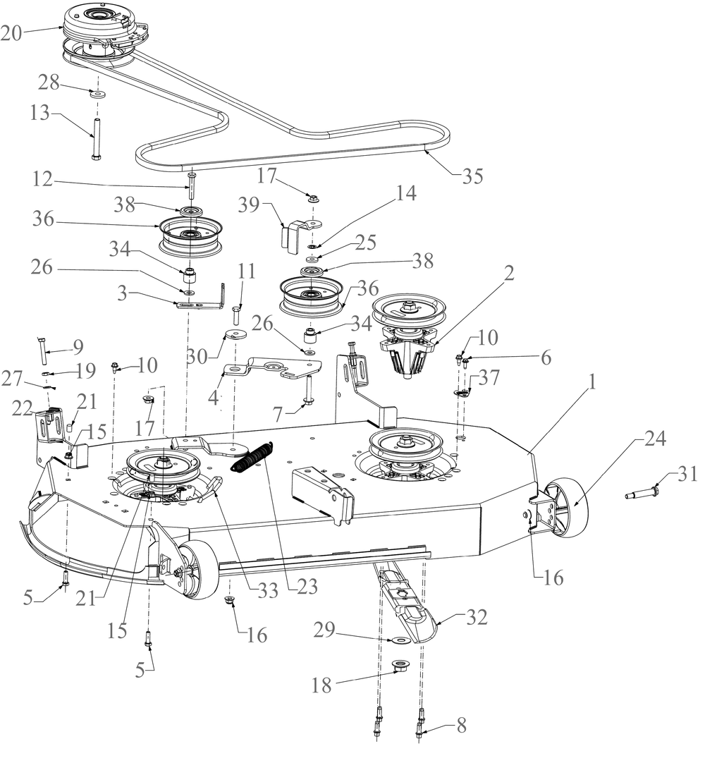 Deck Diagram and Parts List for ZT1-42KW (17RIEACE010)(2022) Cub Cadet Lawn Tractor